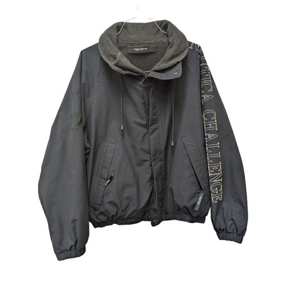 Nautica Jackets & Blazers - Vintage Nautica Navy Blue Holly Green Hood Challenge Jacket